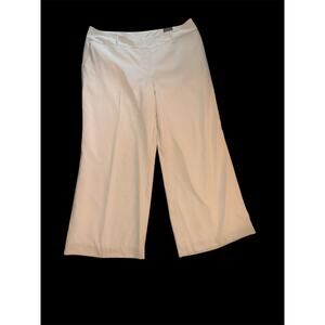 Lane Bryant Lena Curvy Fit Wide Leg Trousers Size 24 Ivory Cropped Career Pants